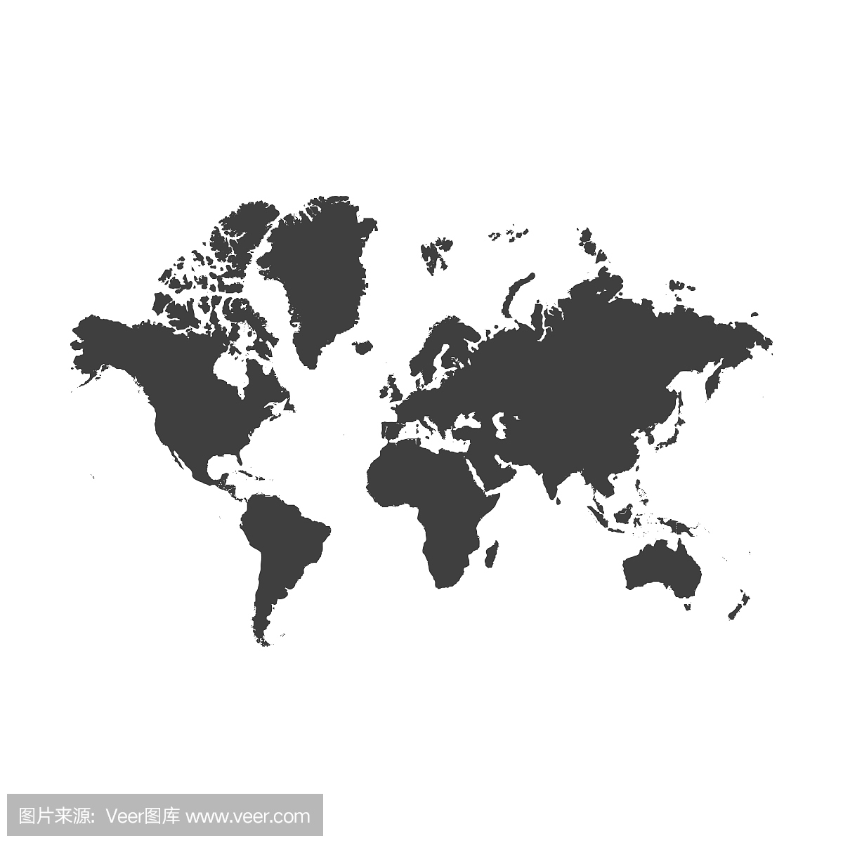 矢量地球地图详细剪影