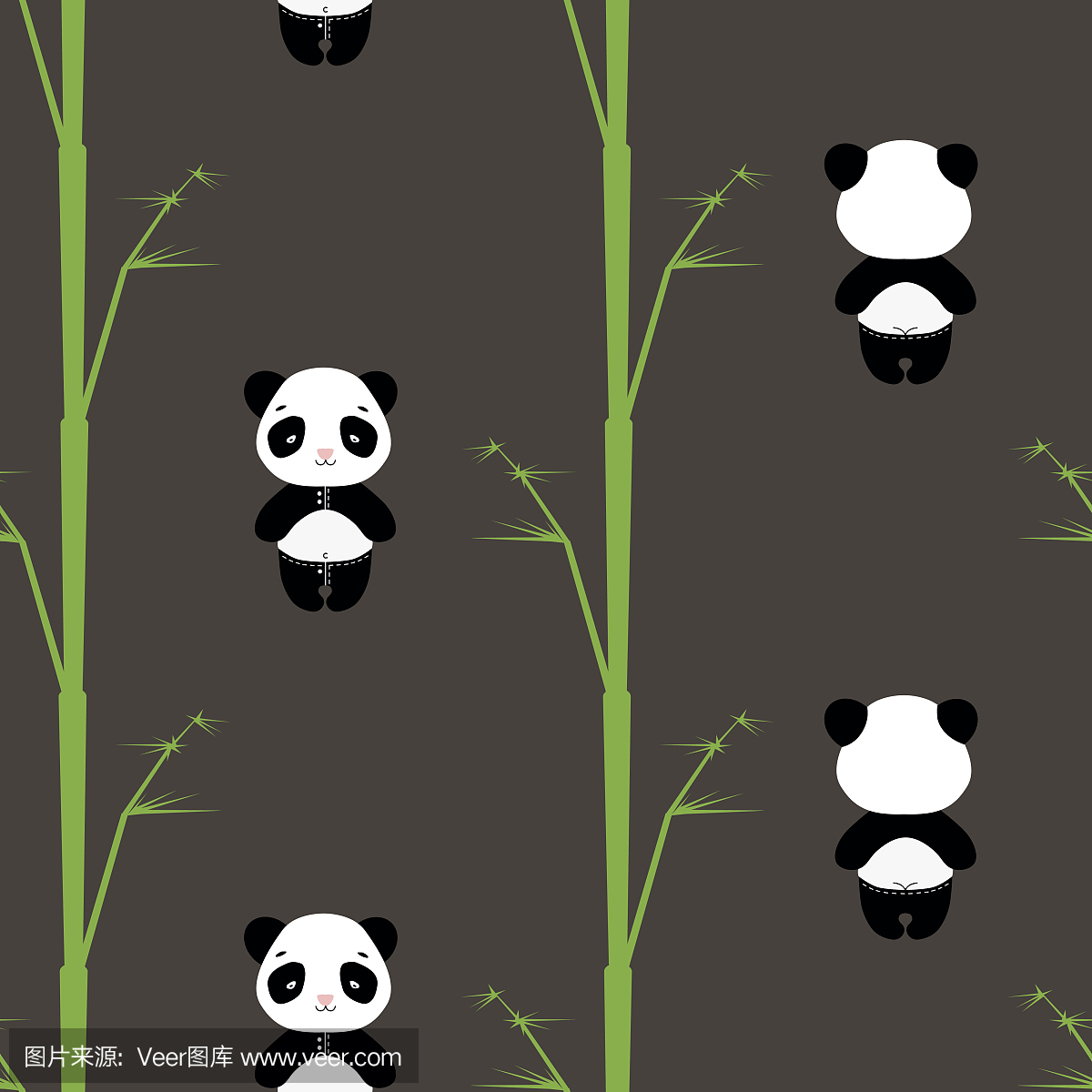 da bear seamless vector pattern with bamboo. 