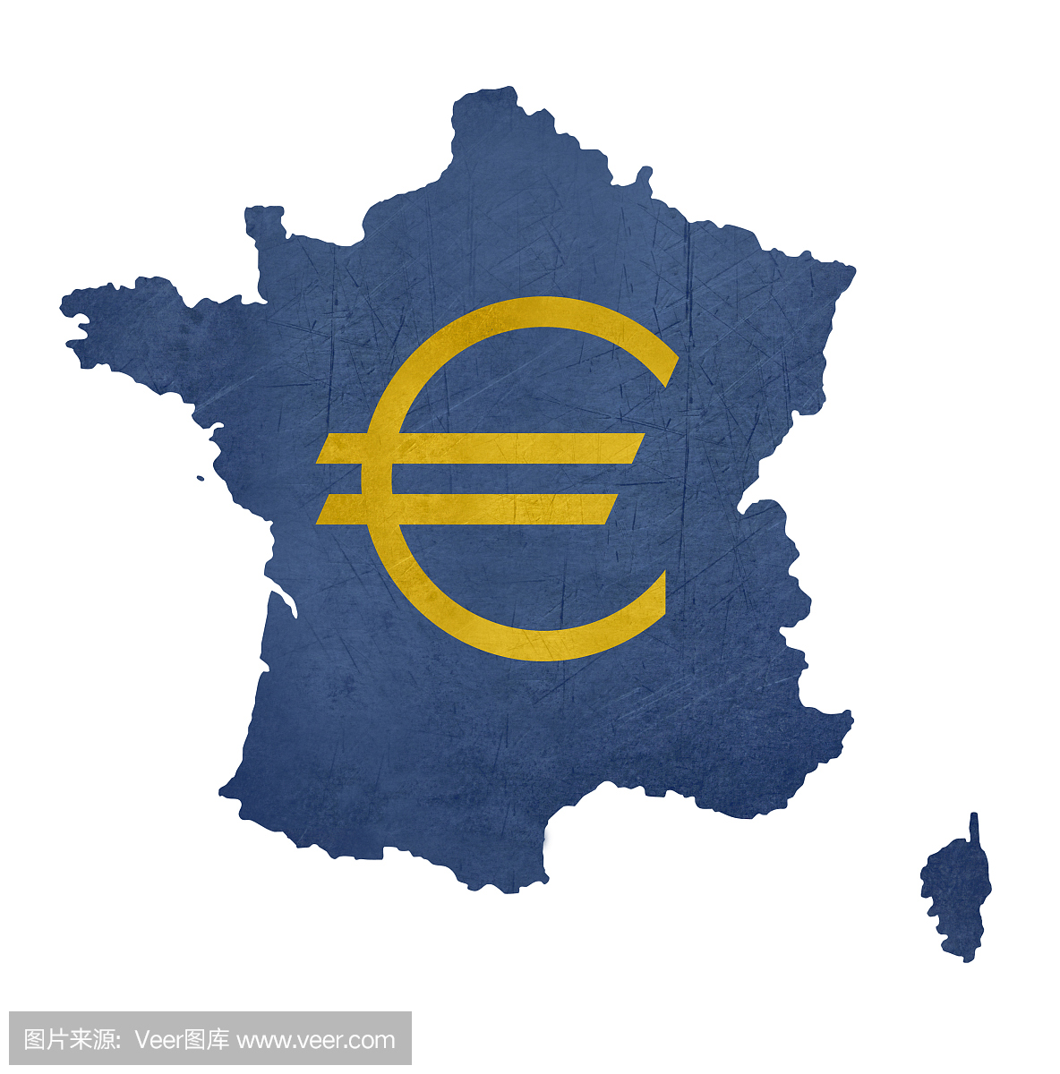 法国地图上的欧洲货币符号