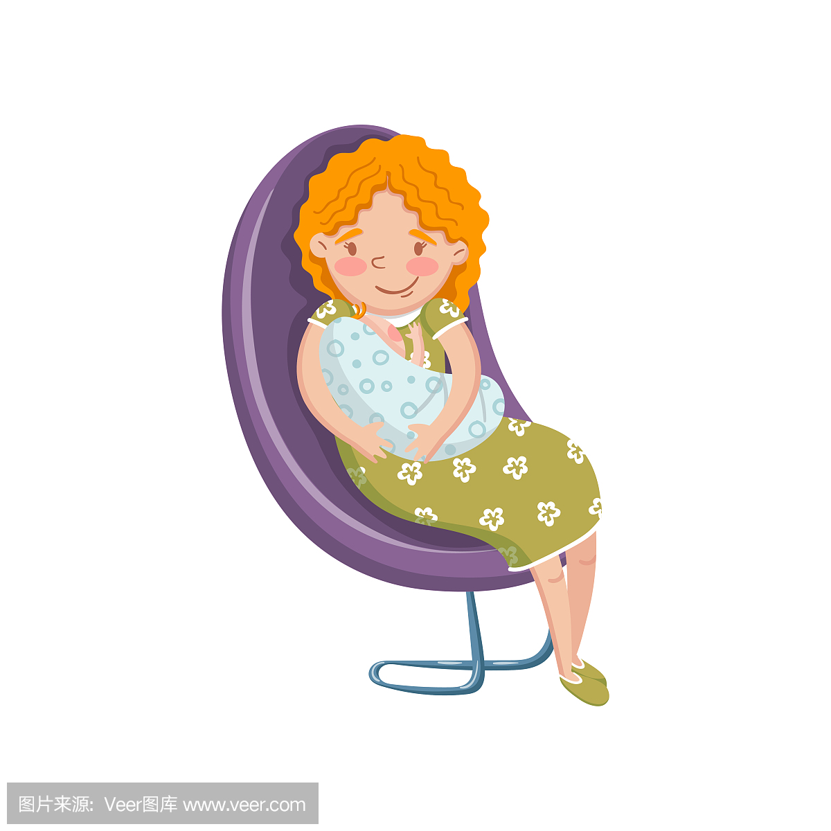 休闲服装坐在椅子上,刚出生的婴儿卡通矢量图