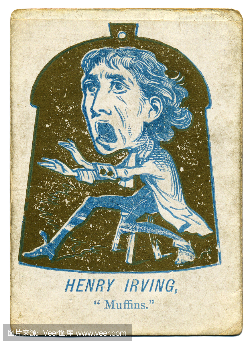维多利亚时代的漫画亨利·欧文打牌1880年代