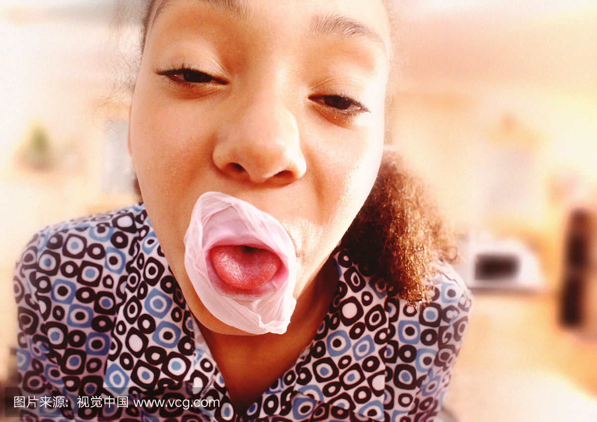 Girl with Burst Bubble Gum Bubble