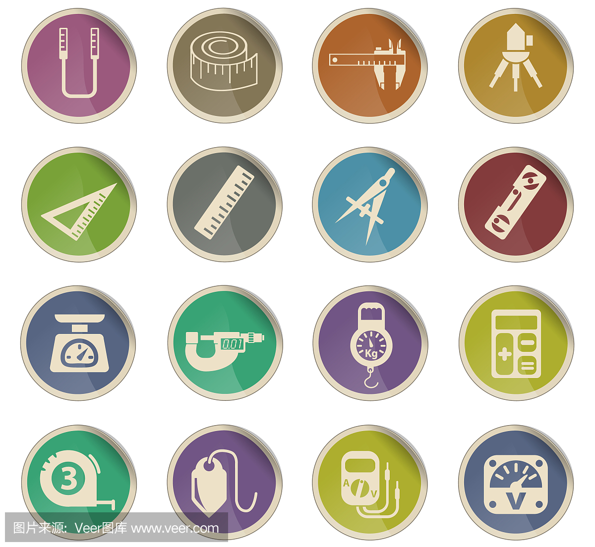 测量工具图标集