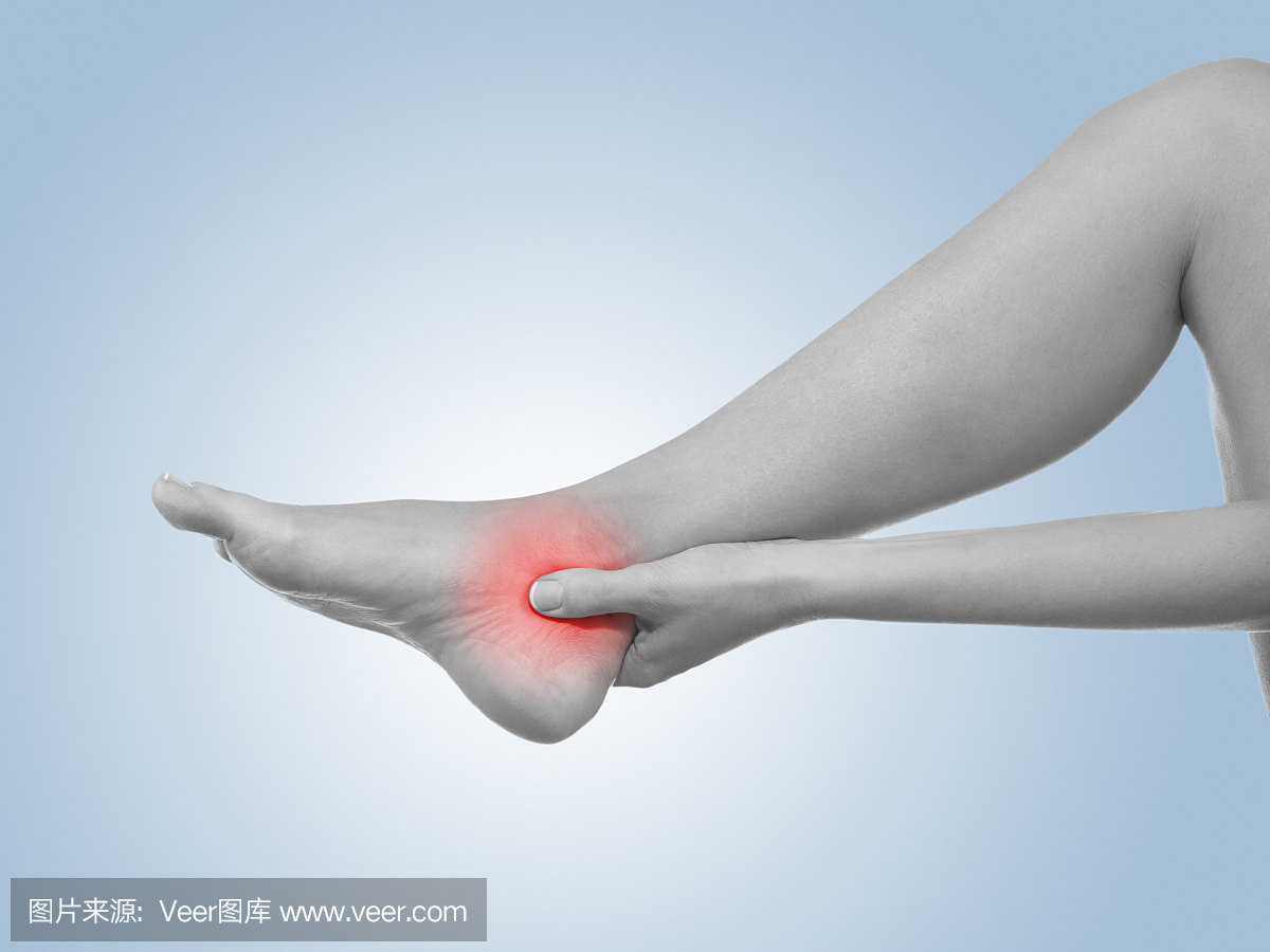 人类踝关节疼痛医疗保健概念。