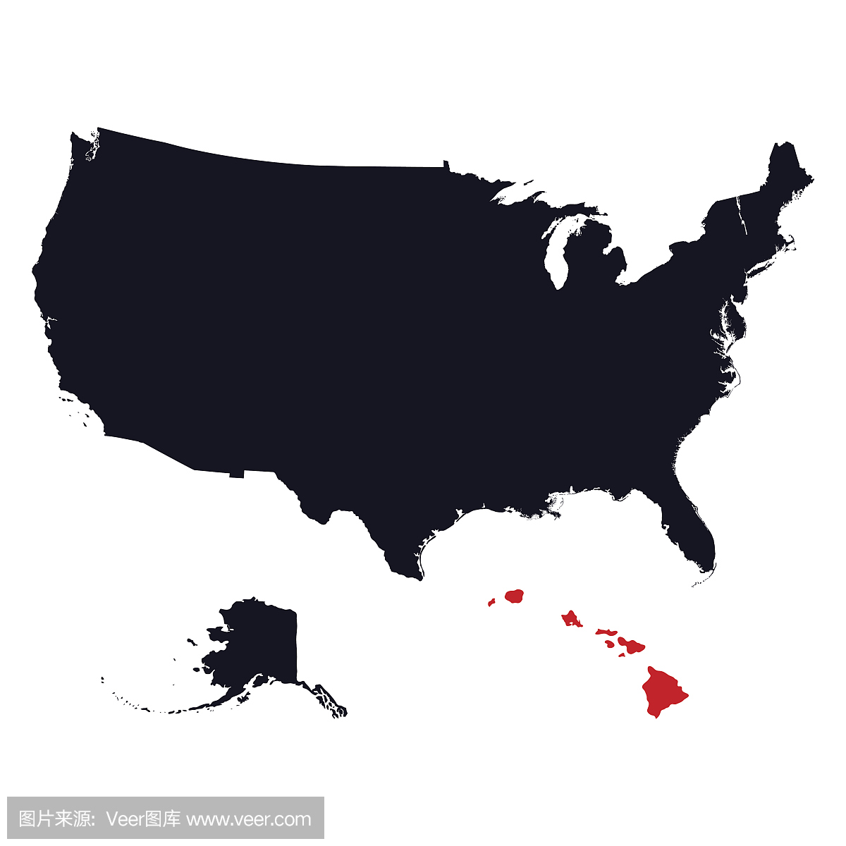 夏威夷州在美国地图