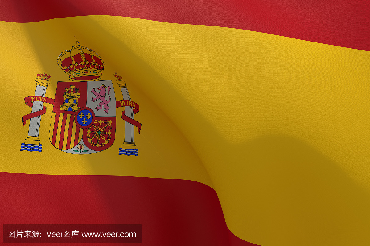 西班牙西班牙国旗在风中飞行
