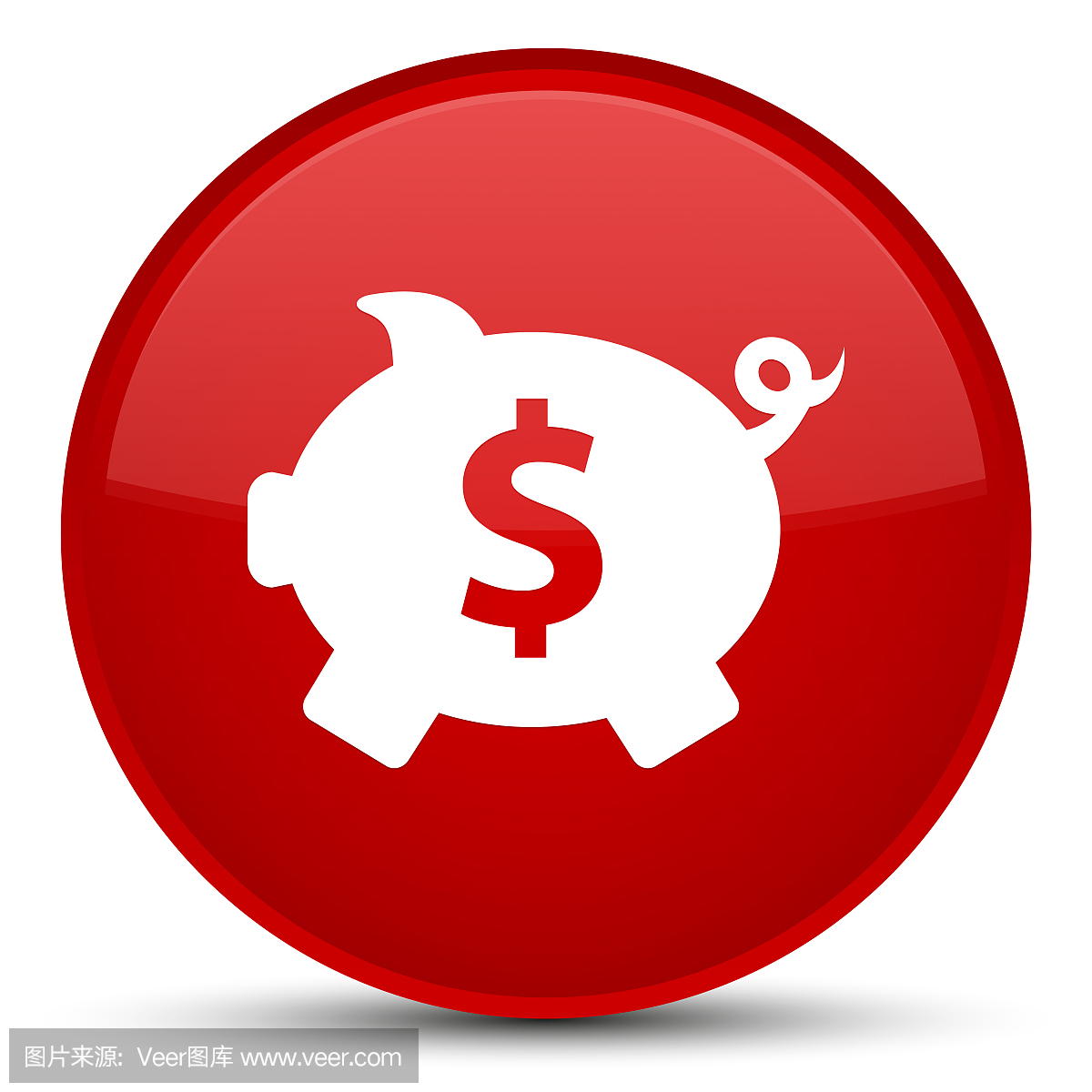 储钱罐美元符号图标特别红色的圆形按钮