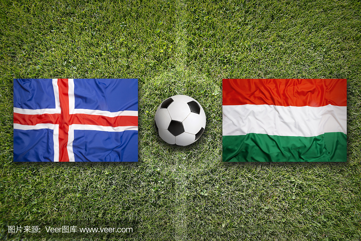 冰岛与匈牙利足球场的旗帜