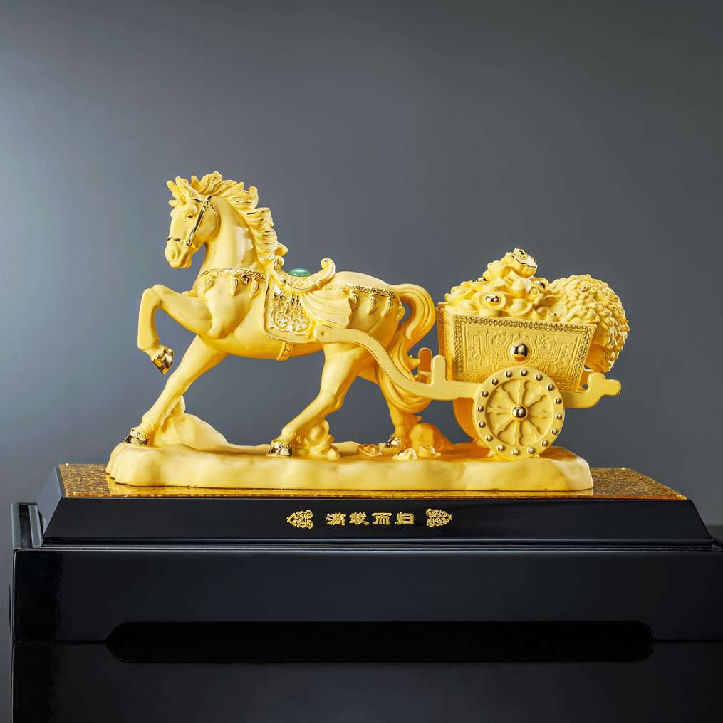 【绒沙金鸿运宝马中号绒沙金马工艺品马年黄 【绒沙金鸿运宝马中号绒沙金马工艺品马年黄