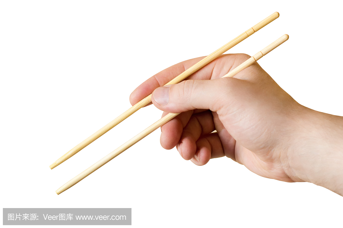 chopsticks in hand isolated