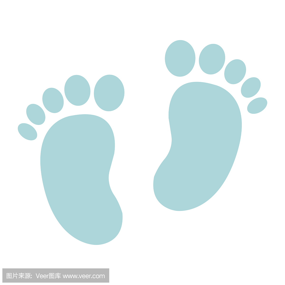 婴儿脚印平面图标,脚剪影,矢量图形,在白色背景
