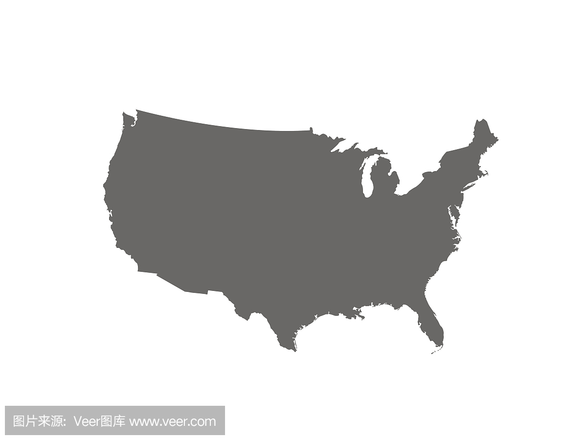空白类似的美国地图孤立在白色背景上。美利坚