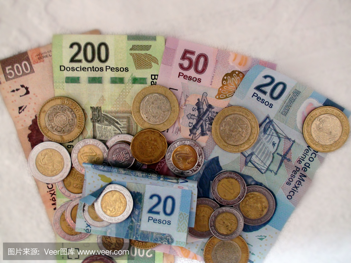墨西哥硬币,比索钢崩,墨西哥钱,墨西哥钞票