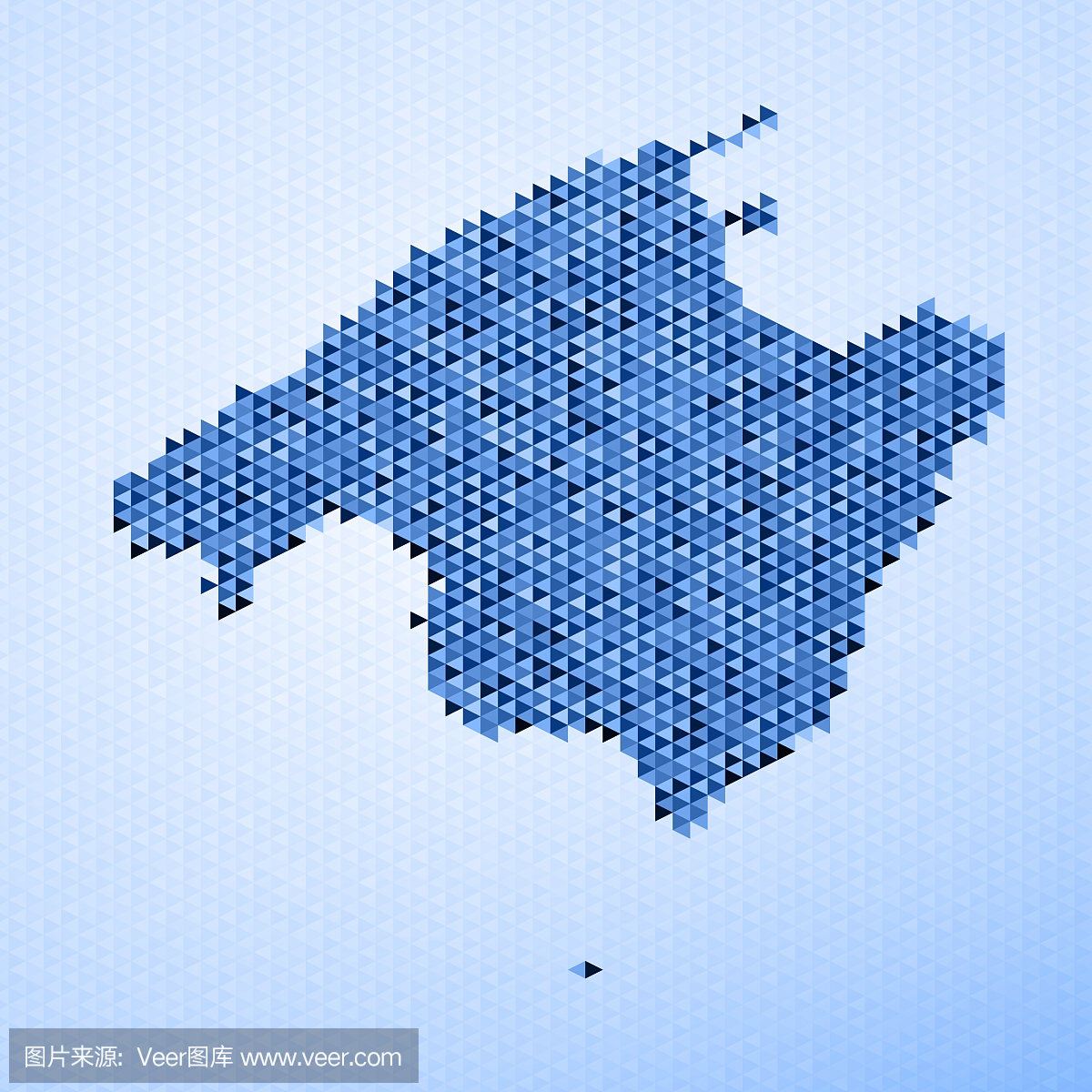 马略卡岛地图三角形图案蓝色