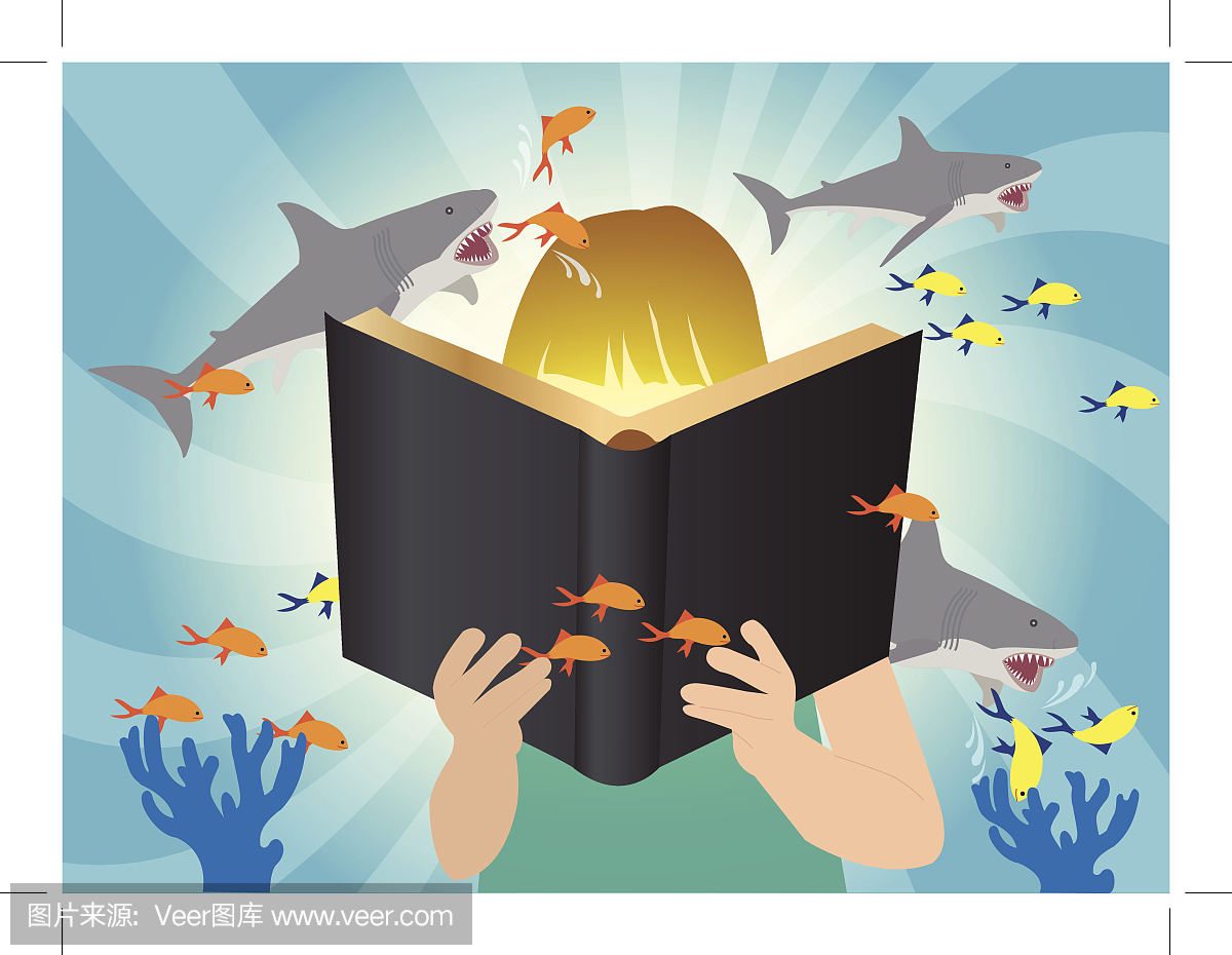 水下世界想象力概念儿童阅读故事书