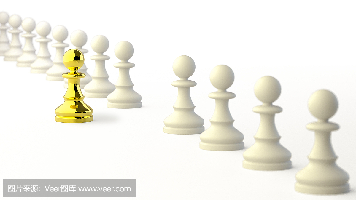 国际象棋的金子典当,领导,从白色典当的人群中