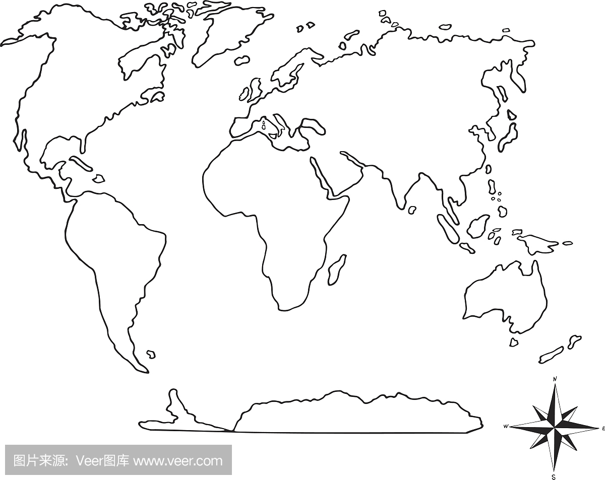 世界地图和指南针手绘
