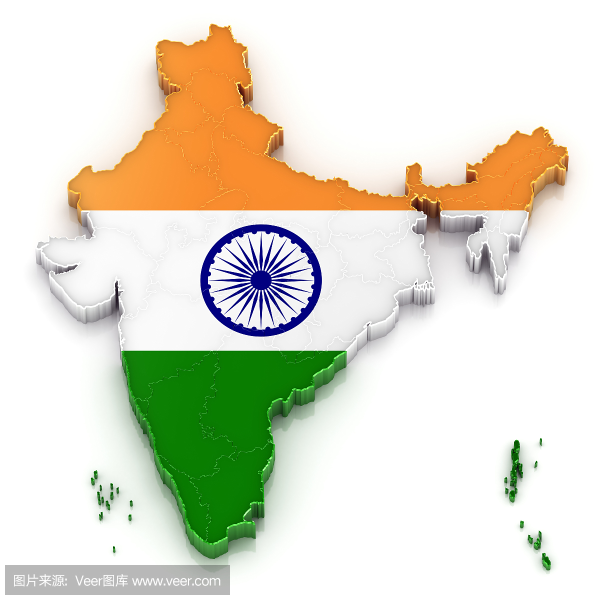 印度地图与国旗