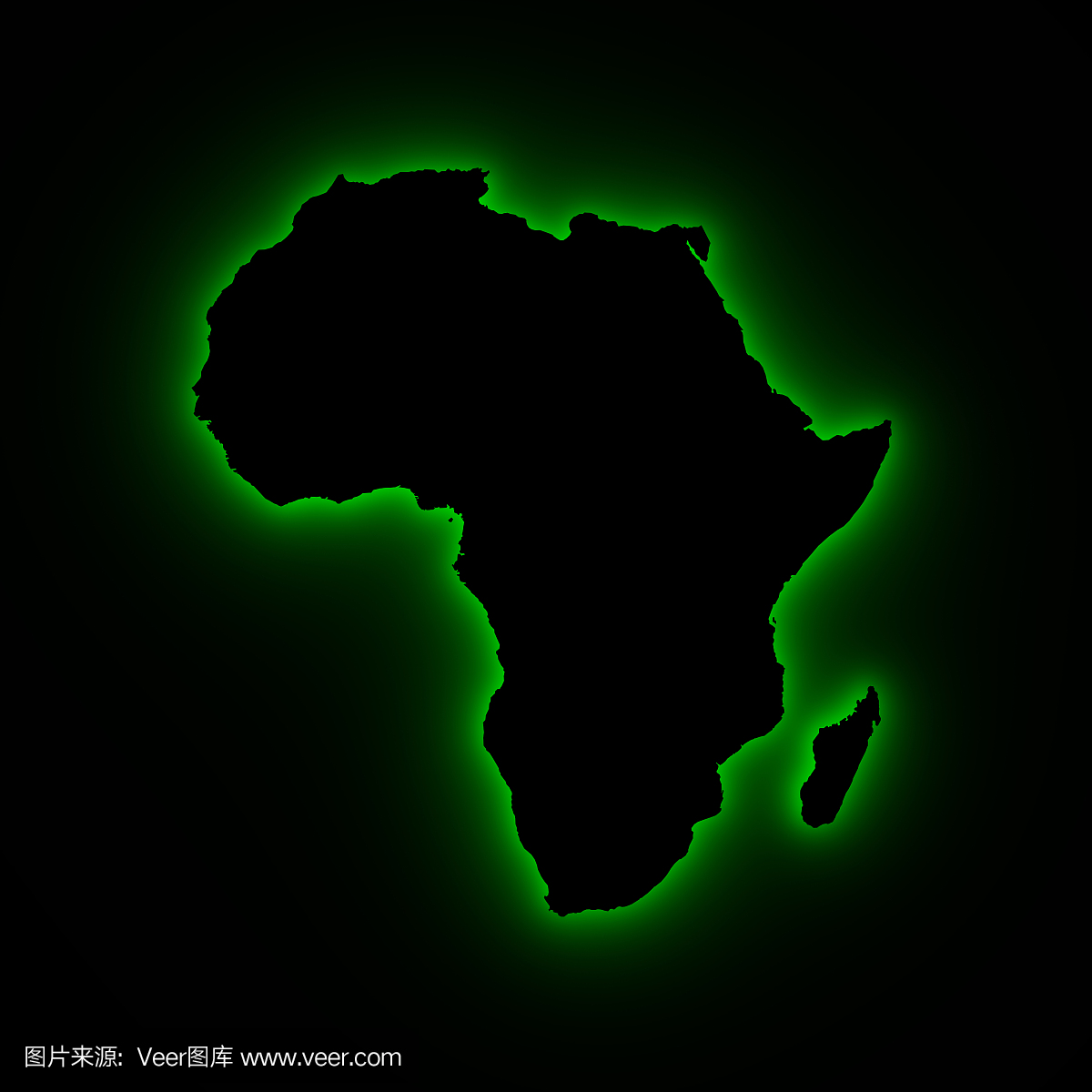 非洲地图在绿灯