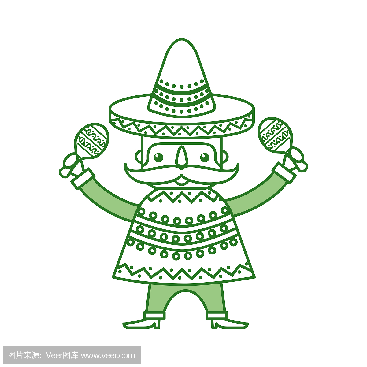 墨西哥人与马拉卡斯和传统服饰