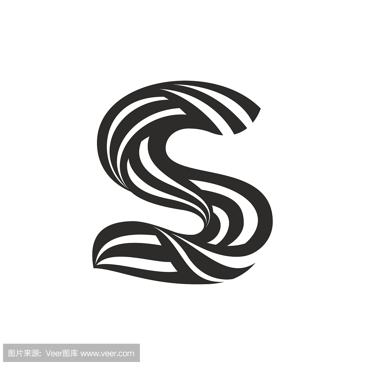 由扭曲线形成的S字母图标。