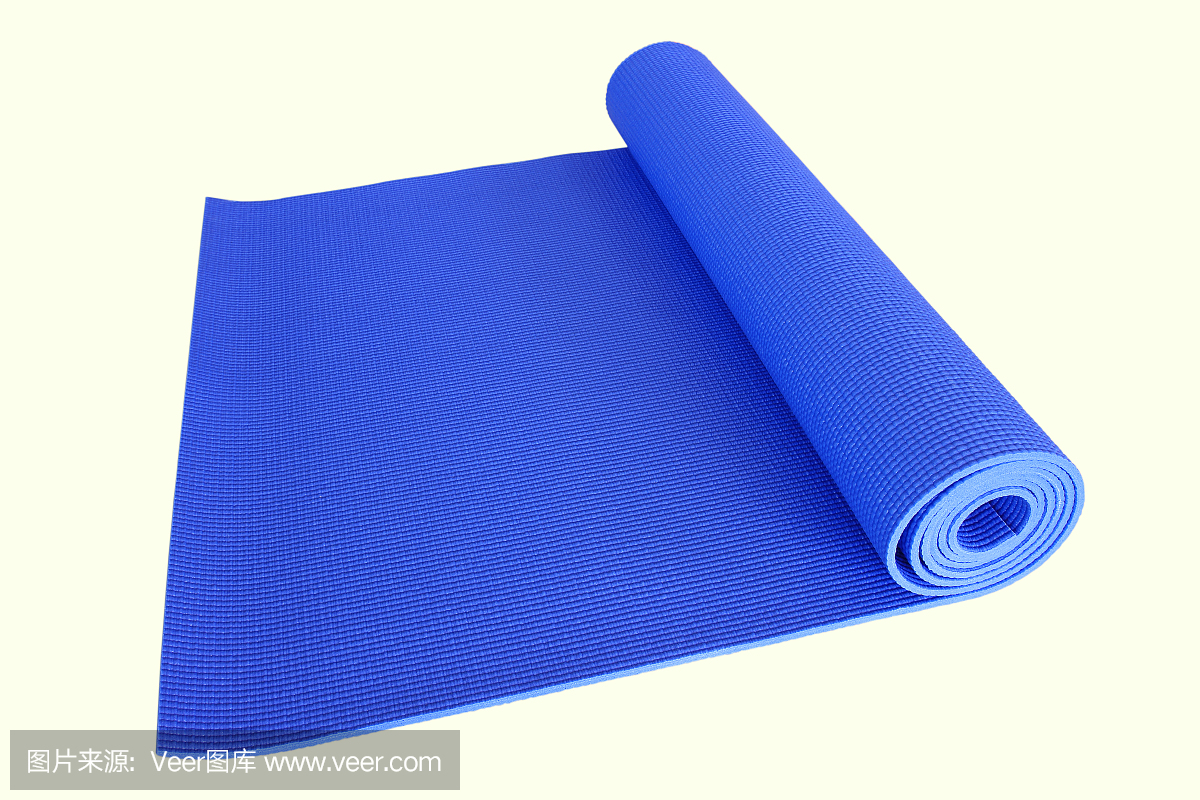 蓝色瑜伽垫上贴上白色