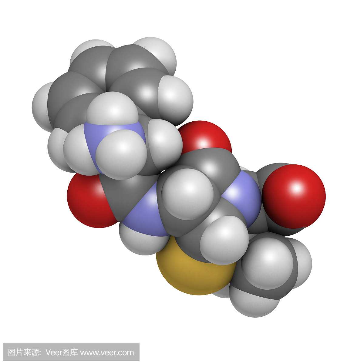 氨苄青霉素β-内酰胺抗生素药物,化学结构。