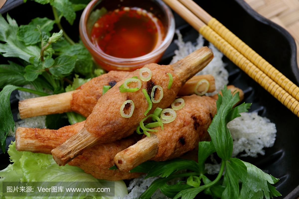 ao汤,越南虾蛋糕糖甘蔗串