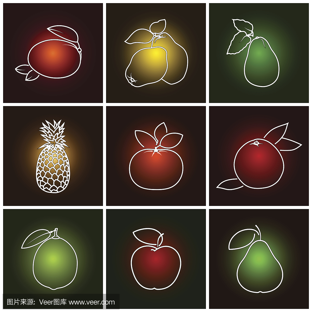 热带柑橘水果图标