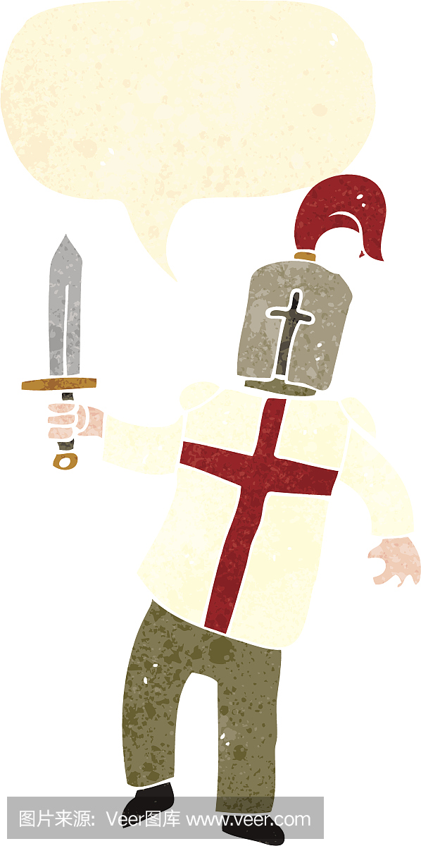 复古卡通骑士英文十字架