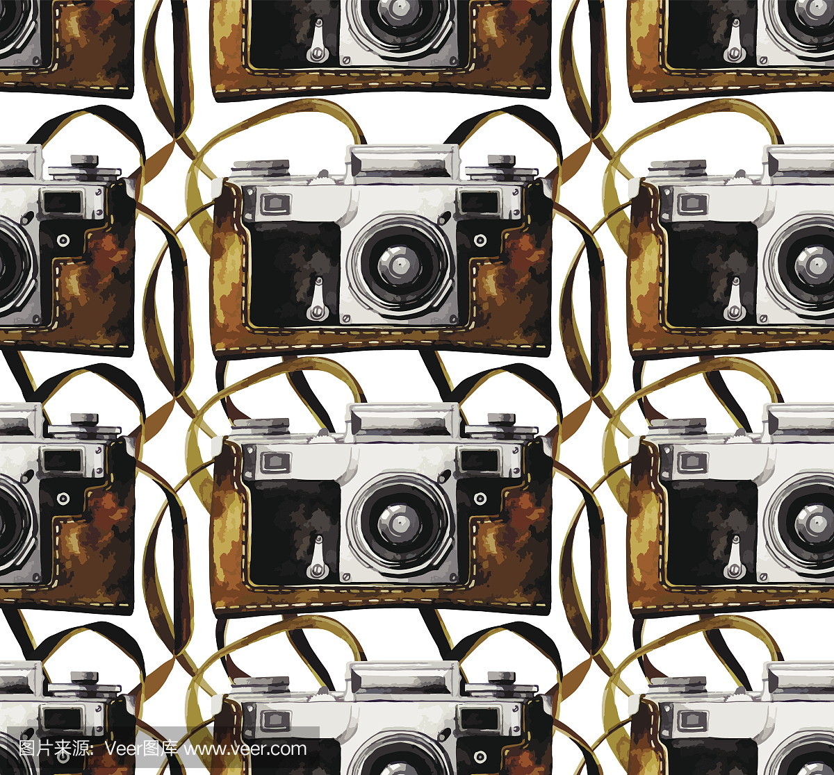 水彩复古单反相机皮套