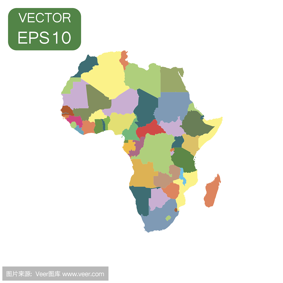 非洲地图图标。业务制图概念非洲象形图。在白